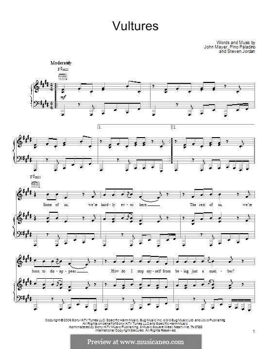 Vultures (John Mayer): Para vocais e piano (ou Guitarra) by Pino Paladino, Steven Jordan