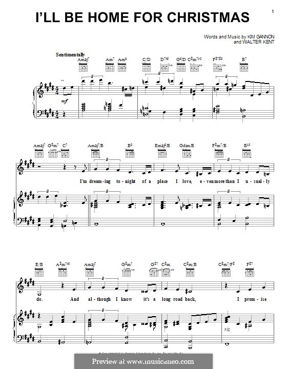 Vocal version: para voz e piano ou guitarra (Carpenters) by Kim Gannon, Walter Kent