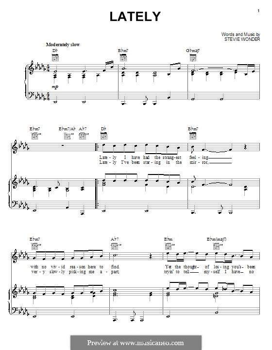 Lately: Para vocais e piano (ou Guitarra) by Stevie Wonder