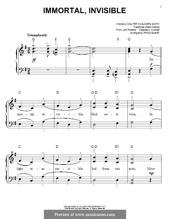 Immortal, Invisible: Facil para o piano by folklore