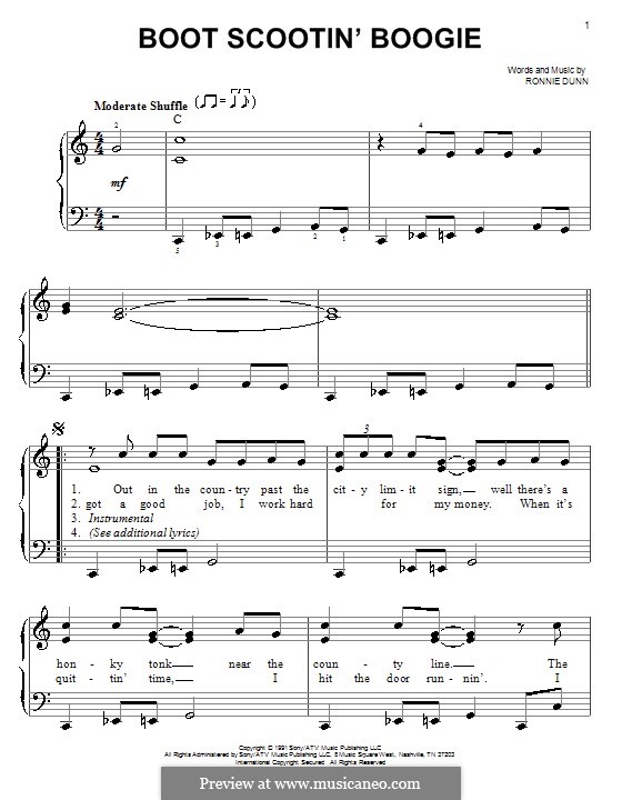 Boot Scootin' Boogie (Brooks & Dunn): Facil para o piano by Ronnie Dunn