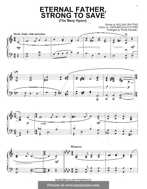 Eternal Father, Strong to Save: Para Piano by John Bacchus Dykes