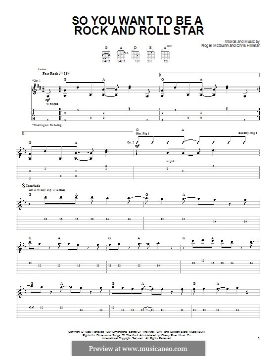 So You Want To Be a Rock and Roll Star (The Byrds): Para guitarra (versão facil) by Chris Hillman, James Roger McGuinn