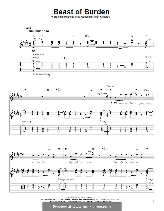 Beast of Burden (The Rolling Stones): Para guitarra com guia by Keith Richards, Mick Jagger