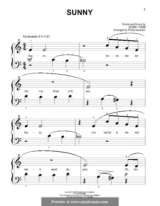 Sunny: Para Piano by Bobby Hebb