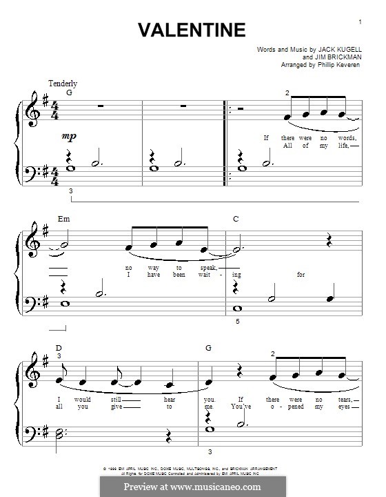 Valentine: para piano (versão facil) by Jack Kugell, Jim Brickman