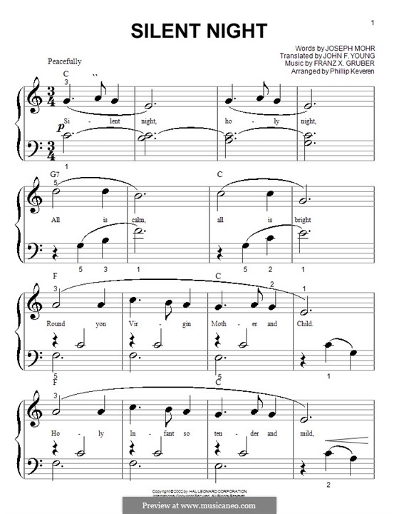 Piano version: versão muito facil by Franz Xaver Gruber