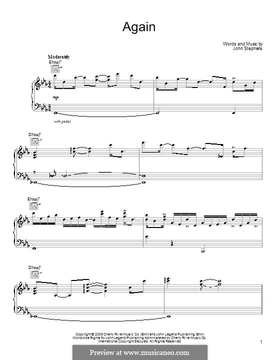 Again (John Legend): Para vocais e piano (ou Guitarra) by John Stephens