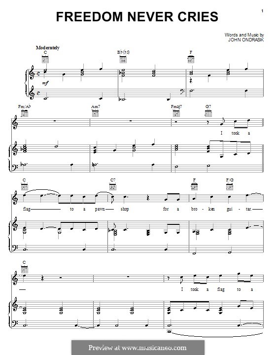 Freedom Never Cries (Five for Fighting): Para vocais e piano (ou Guitarra) by John Ondrasik