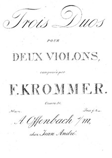 Three Duos for Two Violins, Op.51: Partes by Franz Krommer