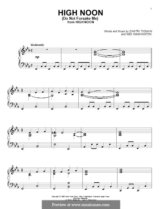 High Noon (Do not Forsake Me): Para Piano by Dimitri Tiomkin
