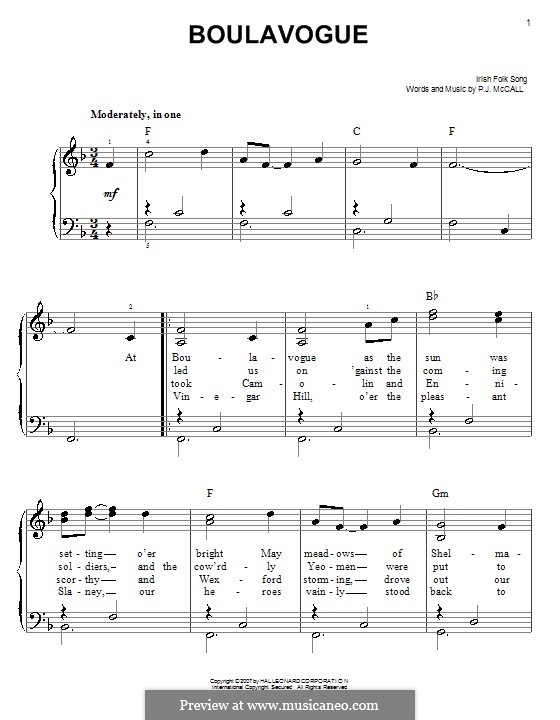 Boulavogue: Facil para o piano by Patrick Joseph McCall