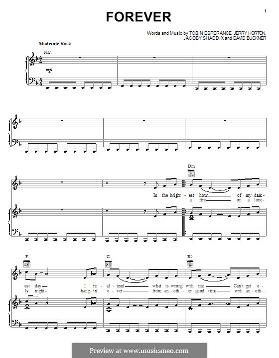 Forever (Papa Roach): Para vocais e piano (ou Guitarra) by David Buckner, Jacoby Shaddix, Jerry Horton, Tobin Esperance