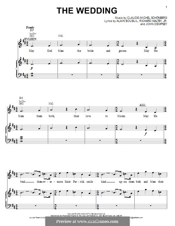 The Wedding: Para vocais e piano (ou Guitarra) by Claude-Michel Schönberg
