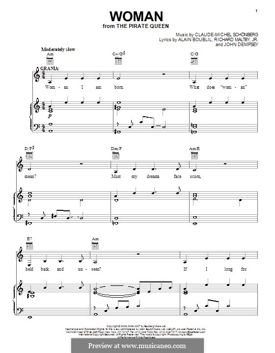 Woman: Para vocais e piano (ou Guitarra) by Claude-Michel Schönberg