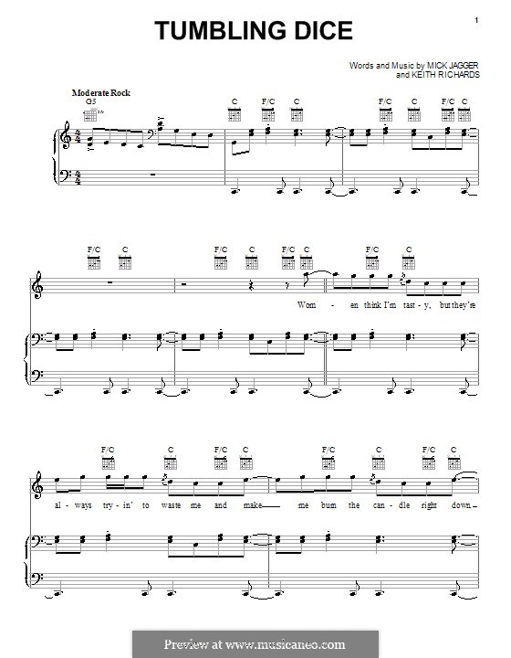Tumbling Dice (The Rolling Stones): Para vocais e piano (ou Guitarra) by Keith Richards, Mick Jagger