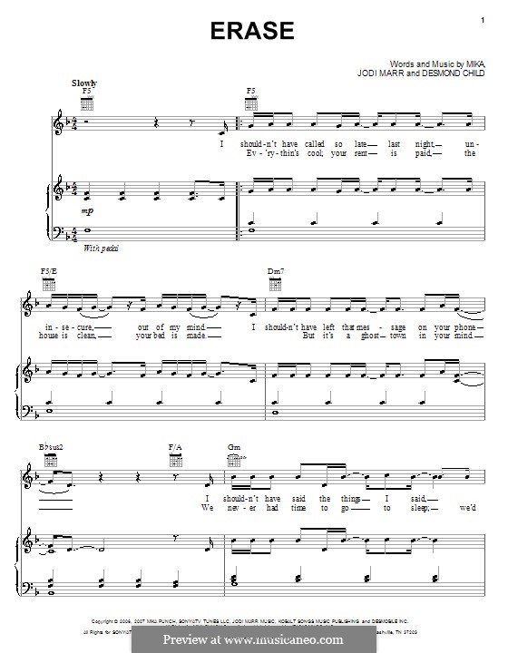Erase (Mika): Erase (Mika) by Desmond Child, Jodi Marr