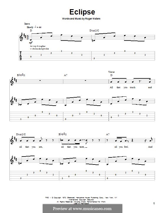 Eclipse (Pink Floyd): Para guitarra com guia by Roger Waters