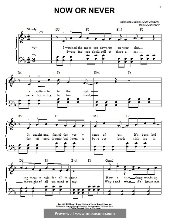 Now or Never: Facil para o piano by Imogen Heap, Josh Groban