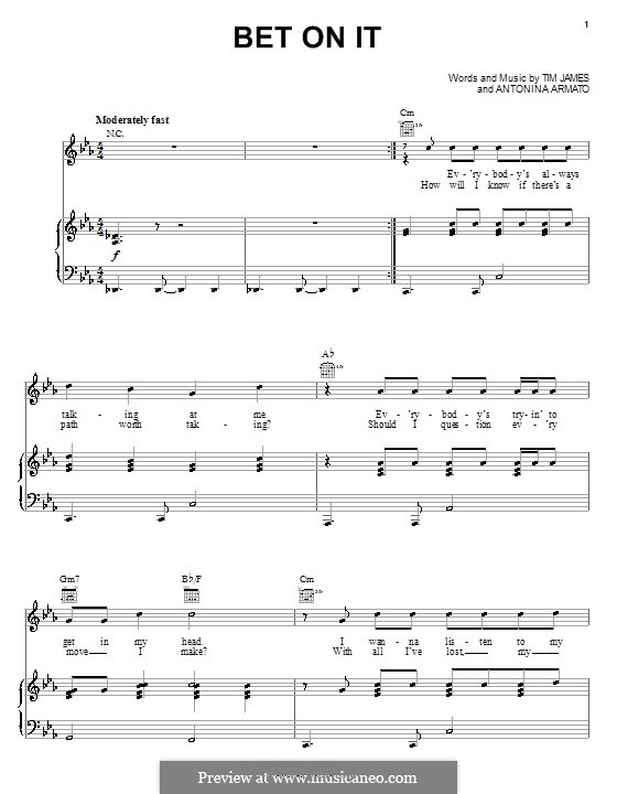 Bet on It (High School Musical 2): Para vocais e piano (ou Guitarra) by Antonina Armato, Timothy James