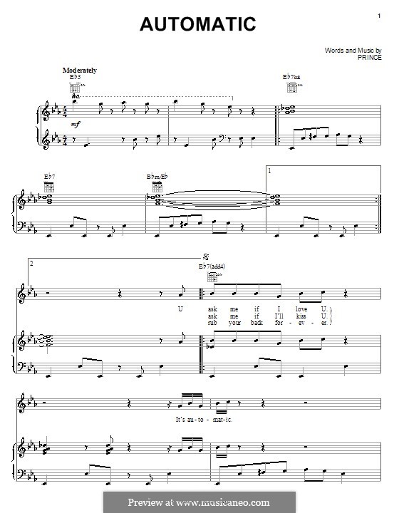 Automatic: Para vocais e piano (ou Guitarra) by Prince