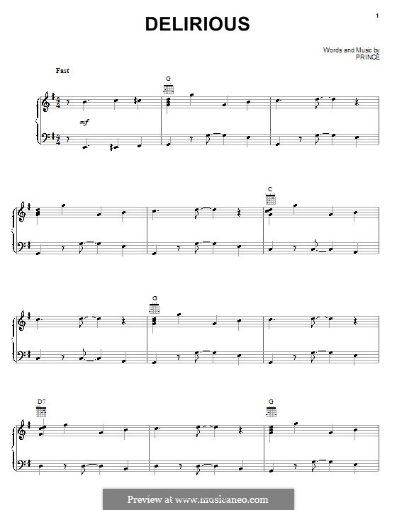 Delirious: Para vocais e piano (ou Guitarra) by Prince