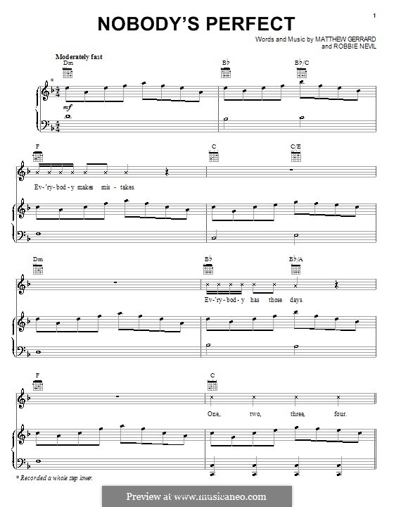 Nobody's Perfect (Hannah Montana): Para vocais e piano (ou Guitarra) by Matthew Gerrard, Robbie Nevil