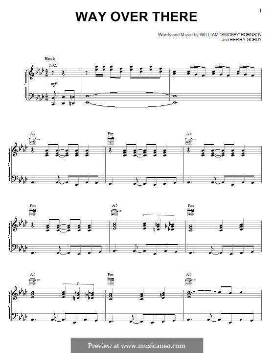 Way Over There (Smokey Robinson & The Miracles): Para vocais e piano (ou Guitarra) by Berry Gordy, Smokey Robinson