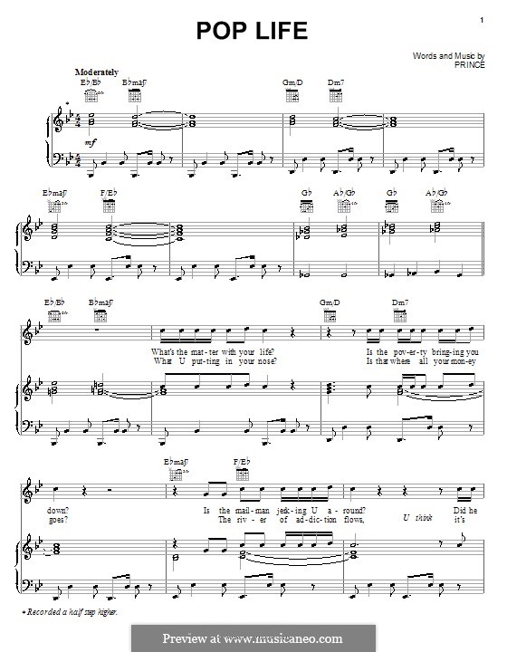 Pop Life: Para vocais e piano (ou Guitarra) by Prince