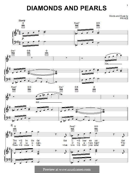 Diamonds and Pearls: Para vocais e piano (ou Guitarra) by Prince