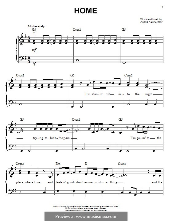 Home (Daughtry): Facil para o piano by Chris Daughtry