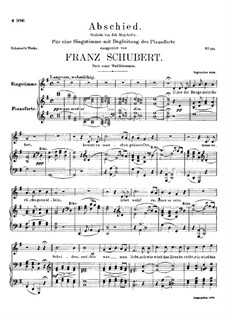 Abschied (Farewel), D.475: Para vocais e piano by Franz Schubert