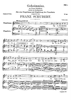 Geheimniss, D.491: Para vocais e piano by Franz Schubert