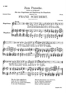 Zum Punsche (In Praise of Punch), D.492: D minor by Franz Schubert