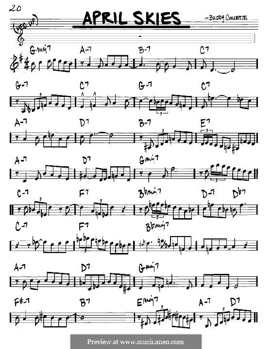 April Skies: melodia e acordes - Instrumentos C by Buddy Collette