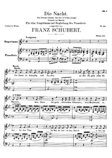 Die Nacht (The Night), D.534: Para vocais e piano by Franz Schubert