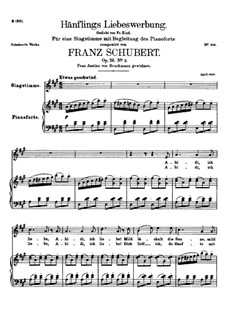 Hänflings Liebeswerbung (The Linnet's Wooing), D.552 Op.20 No.3: Partitura Piano-vocal by Franz Schubert