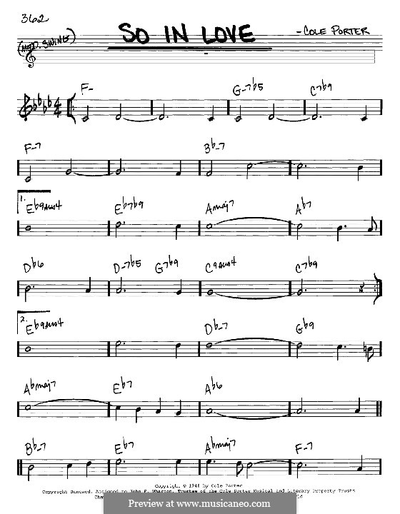 So in Love: melodia e acordes - Instrumentos C by Cole Porter