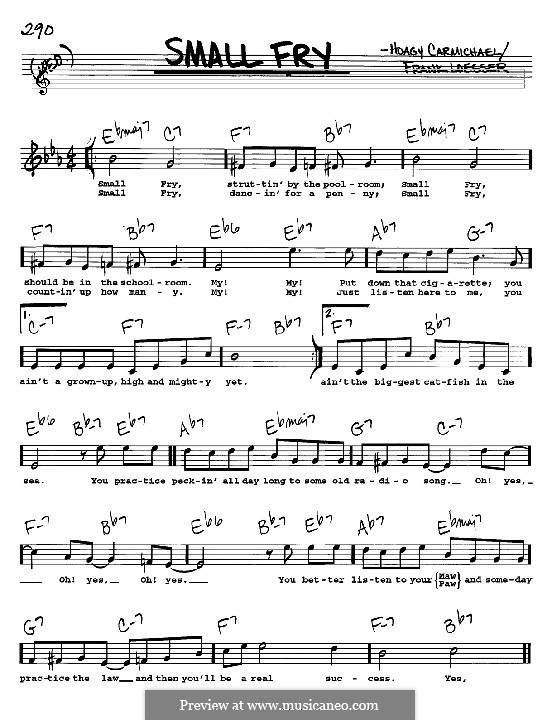 Small Fry: melodia, letra e acordes -Instrumentos C by Hoagy Carmichael