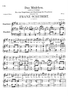 Das Mädchen (The Maiden), D.652: Para vocais e piano by Franz Schubert