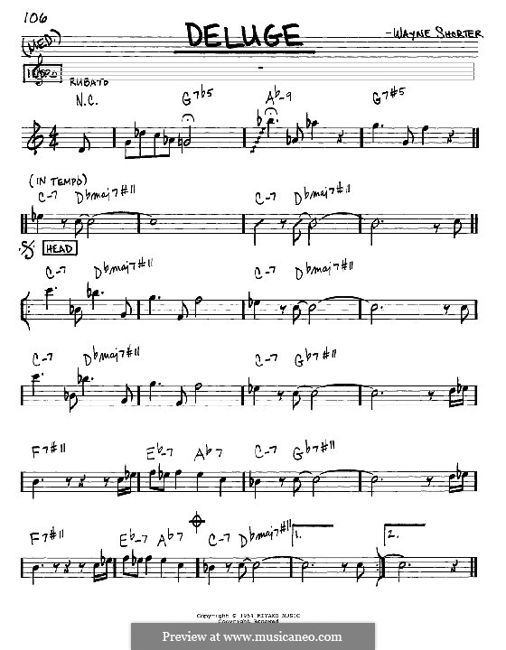 Deluge: melodia e acordes - Instrumentos Eb by Wayne Shorter