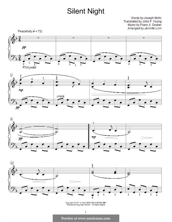 Piano version: em F Major by Franz Xaver Gruber
