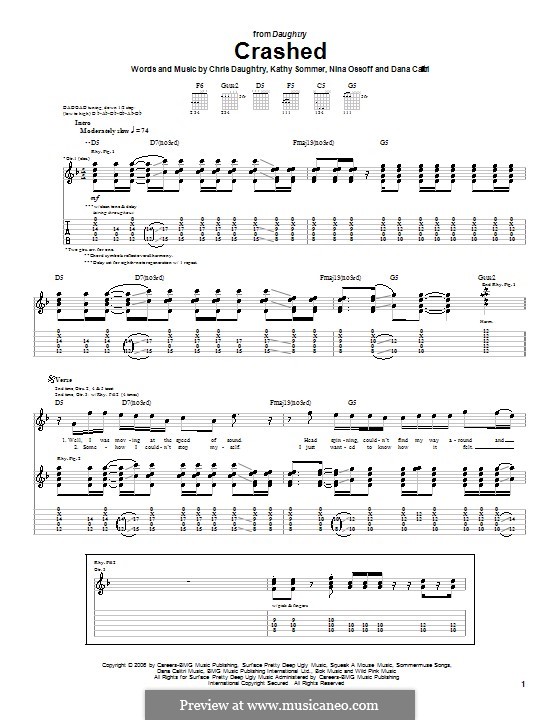 Crashed (Daughtry): Para guitarra com guia by Chris Daughtry, Dana Calitri, Kathy Sommer, Nina Ossoff