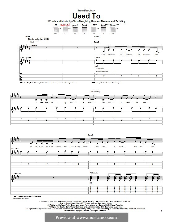 Used To (Daughtry): Para guitarra com guia by Chris Daughtry, Howard Benson, Zac Maloy