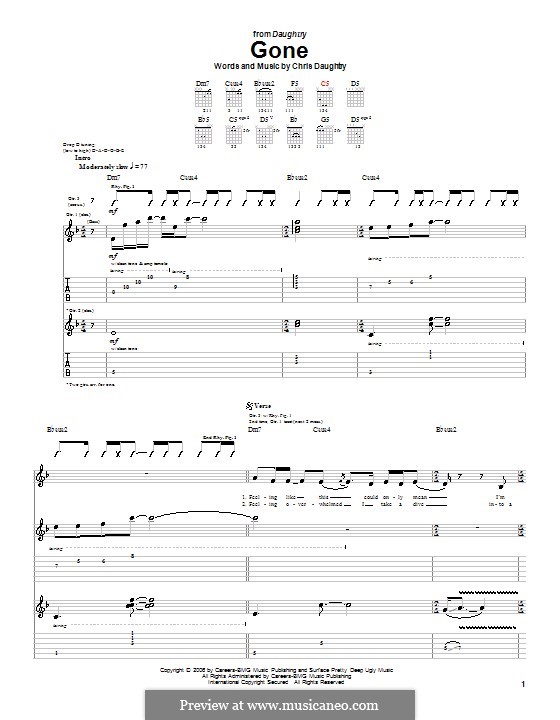 Gone (Daughtry): Para guitarra com guia by Chris Daughtry
