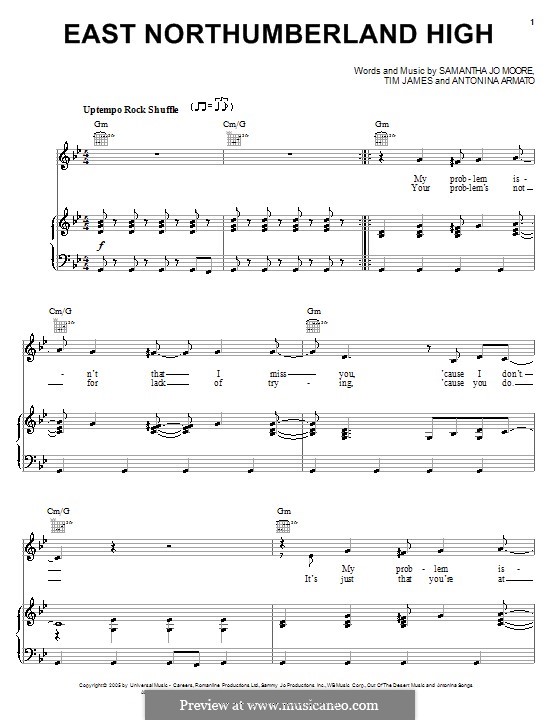 East Northumberland High (Hannah Montana): Para vocais e piano (ou Guitarra) by Antonina Armato, Samantha Jo Moore, Timothy James