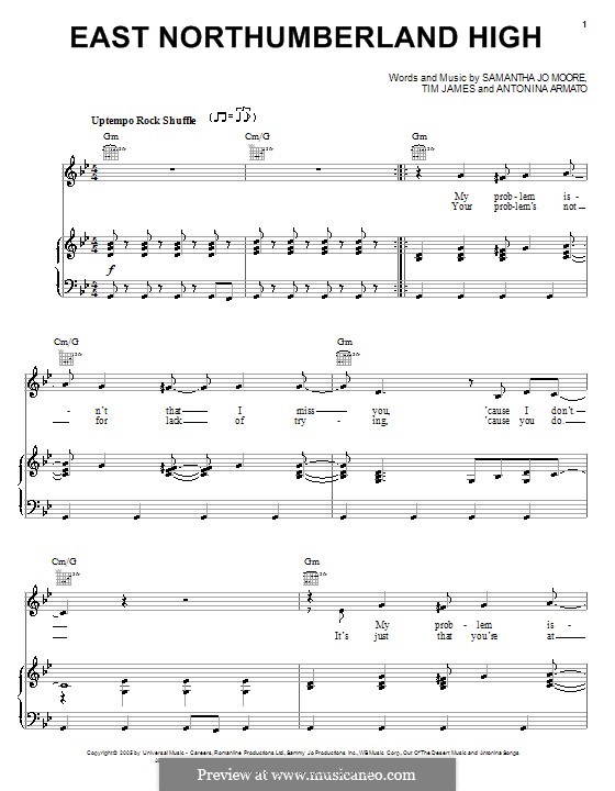 East Northumberland High (Hannah Montana): Para vocais e piano (ou Guitarra) by Antonina Armato, Samantha Jo Moore, Timothy James
