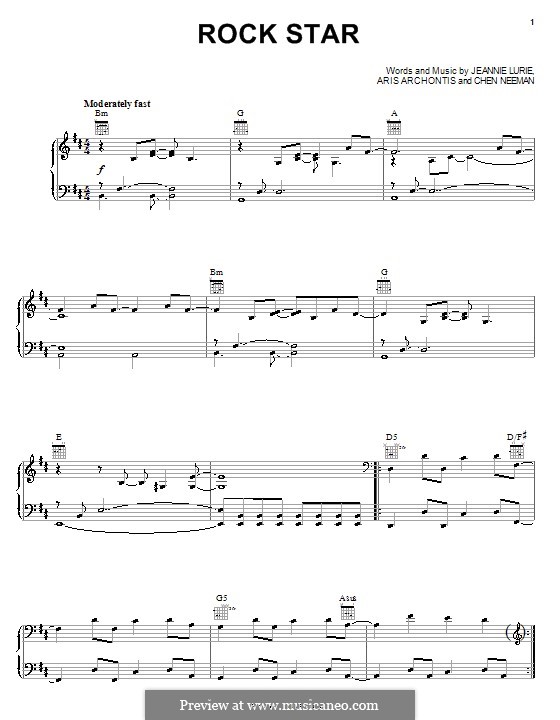 Rock Star (Hannah Montana): Para vocais e piano (ou Guitarra) by Aris Archontis, Chen Neeman, Jeannie Lurie
