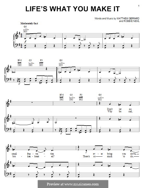 Life's What You Make It (Hannah Montana): Para vocais e piano (ou Guitarra) by Matthew Gerrard, Robbie Nevil