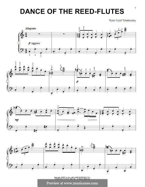 No.7 Dance of the Mirlitons: para piano (partituras de alta qualidade) by Pyotr Tchaikovsky